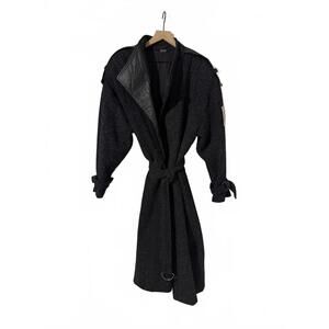 Vintage 80s Belted Tweed Look Overcoat